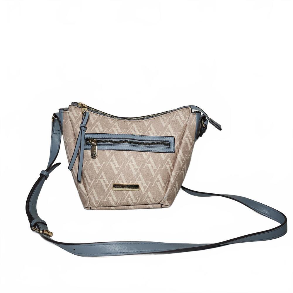Adrienne Vittadini Women's Crossbody Bag Size Small Blue and Beige